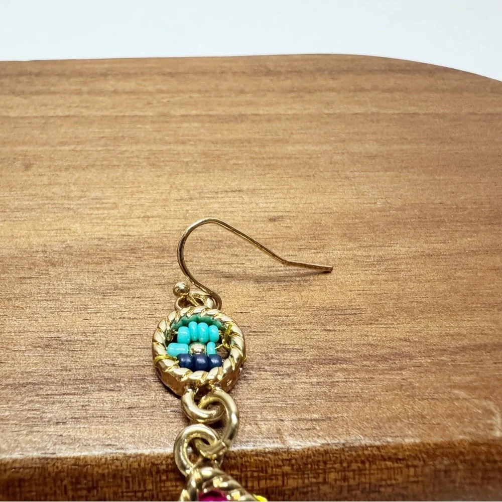 Beaded Tear Drop Dangle Framed Seed Bead Earrings
